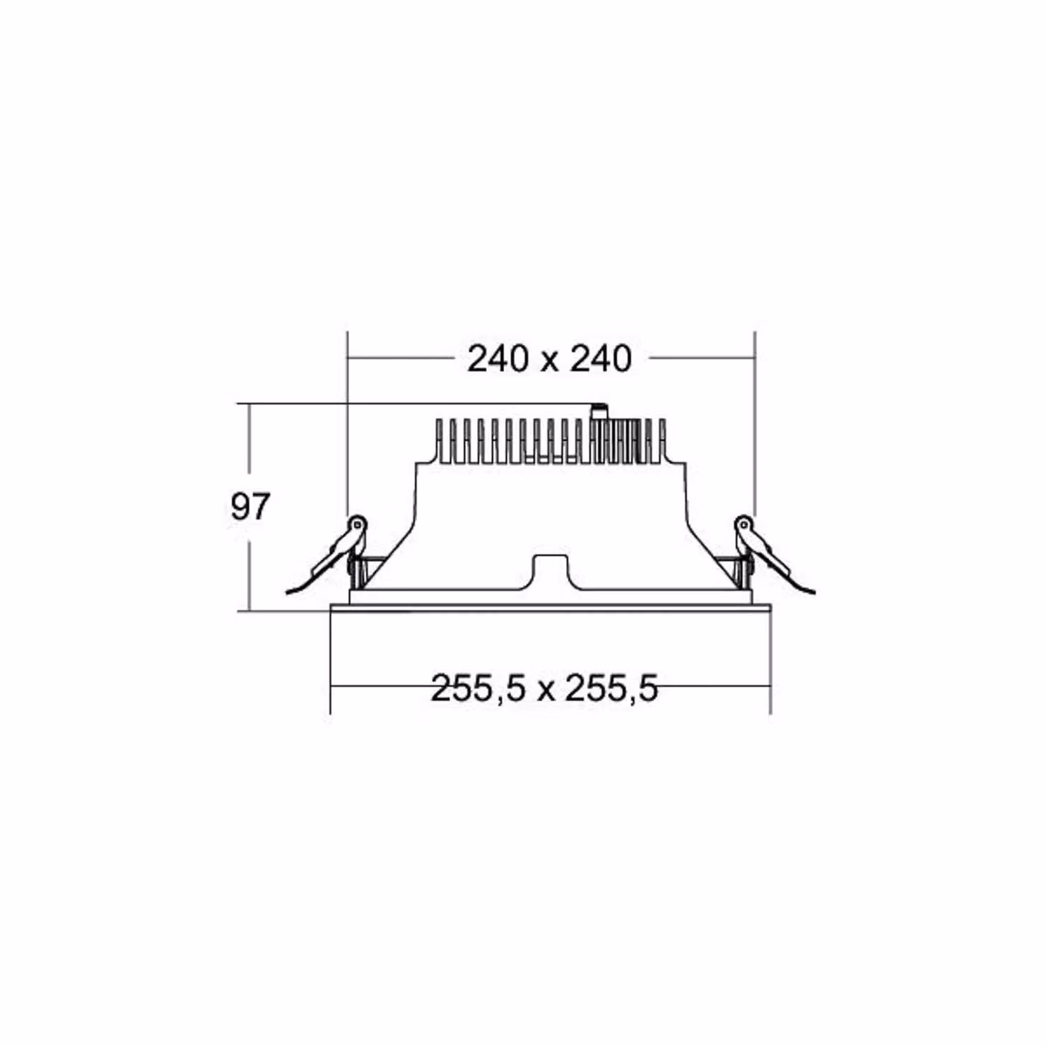 BRUMBERG Apollo Mega, liscio, angolare, 3.000 K, nero Mega, Nero, Studio / Ufficio, Alluminio, Moderno, Downlight
