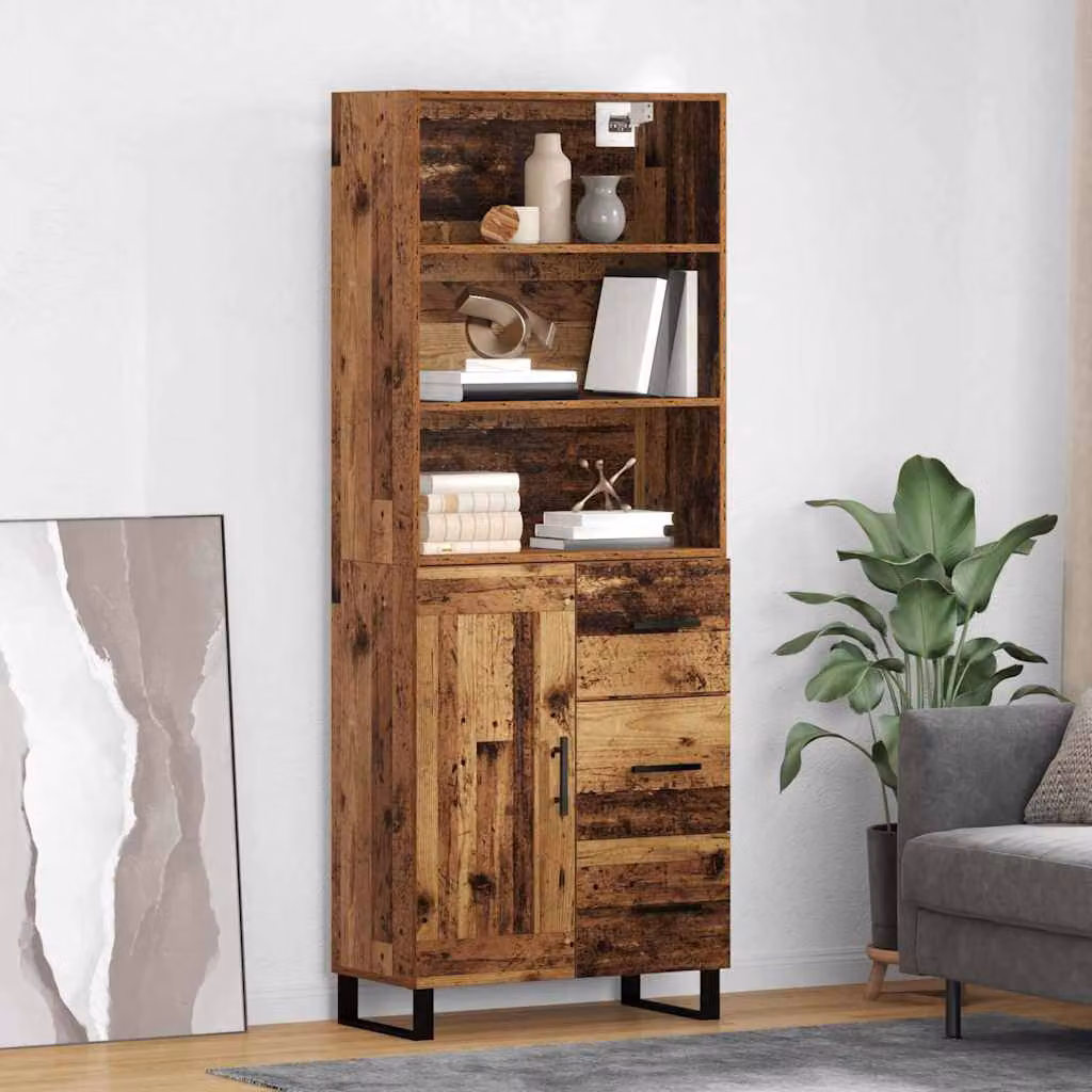 Set di 2 credenze vidaXL in legno vecchio marrone per cucina e soggiorno L/P/H: 69,5 x 34 x 180 cm