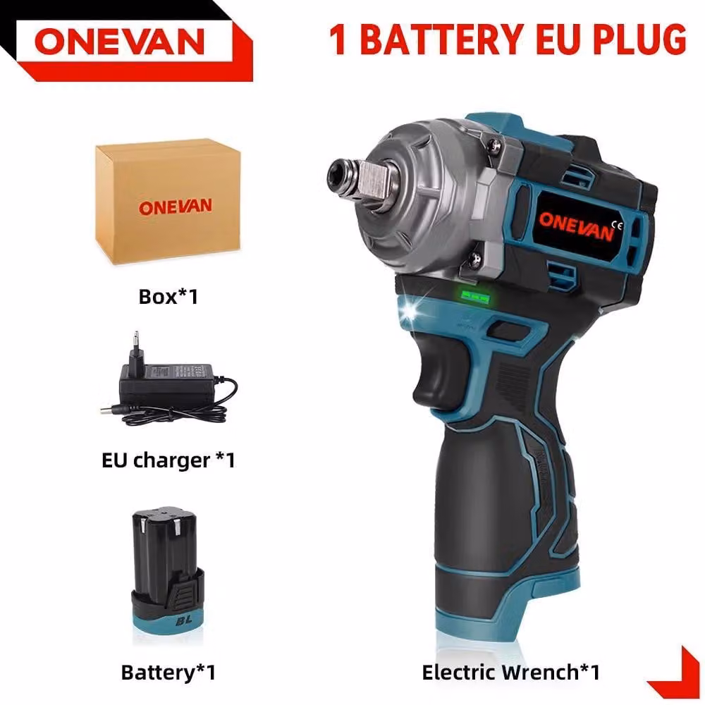 Avvitatore a impatto elettrico - Avvitatore a impatto a batteria - Motore brushless - 800 W - Funzionamento a batteria senza fili - 1 batteria - Spina UE - Set A - Oro