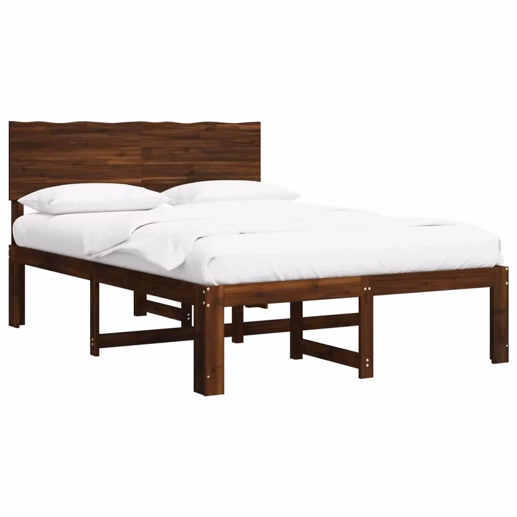Letto matrimoniale in legno di acacia vidaXL Marrone, L/P/H: 140 x 190 x 101 cm – 2