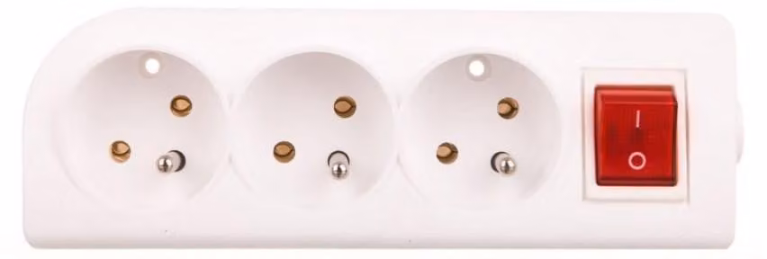 Prolunga con ciabatta e interruttore, presa multipla tripla con/senza cavo bianco GN-30W
