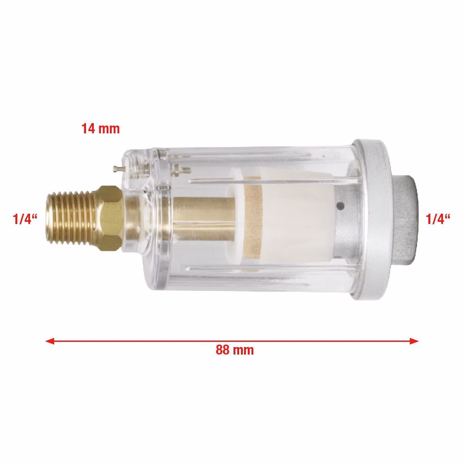 KS TOOLS Separatore d'acqua per aria compressa da 1/4" 88 mm - 515.3370