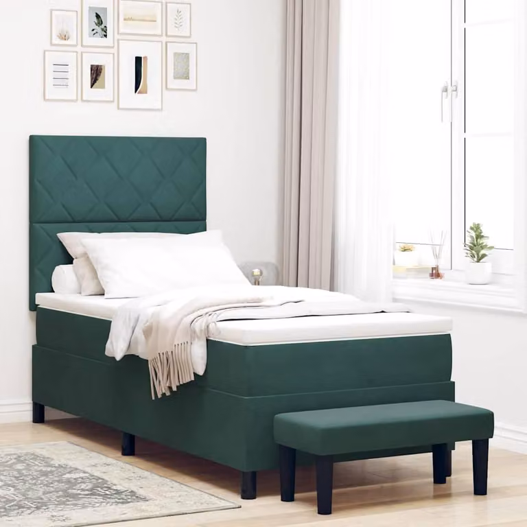 Maison Exclusive - Letto boxspring con testiera verde scuro 190 x 90 cm in velluto