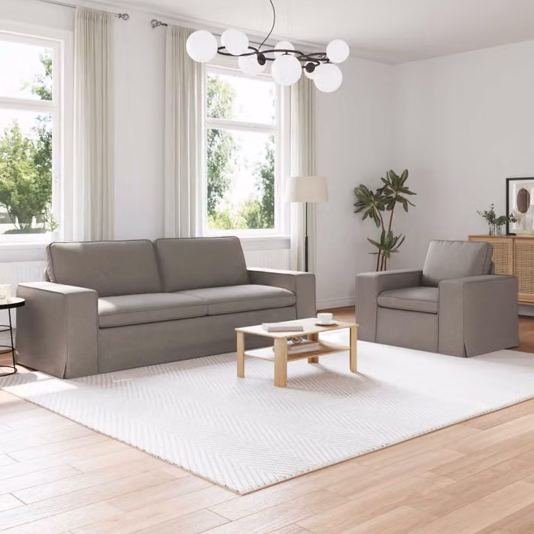 Set di 2 divani angolari Talpa vidaXL in tessuto beige o grigio, L/P/H: 222 x 80 x 82 cm