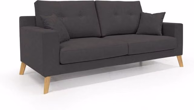 Divano moderno Danish Divani.Store in tessuto impermeabile nero L: 206 cm