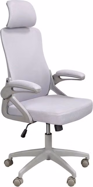 Sedia da ufficio girevole Angel Cerdà in tessuto grigio con altezza regolabile e braccioli