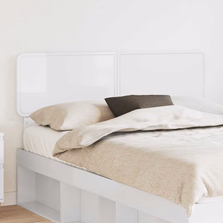 Testiera per letto moderna vidaXL in legno ingegnerizzato bianco lucido L: 143 cm, H: 90 cm, P: 3 cm