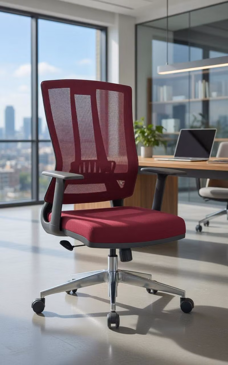 Comoda sedia da ufficio con robusta struttura in metallo, ideale per uffici e home office