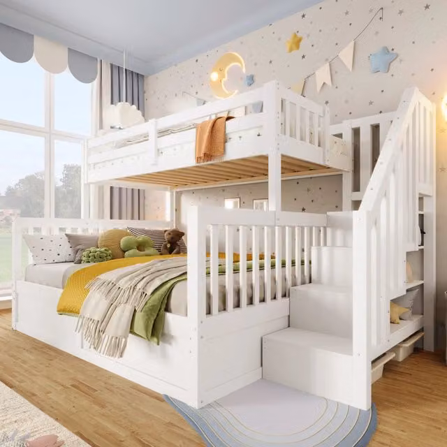 letto a castello in pino bianco 146.5 x 253 cm