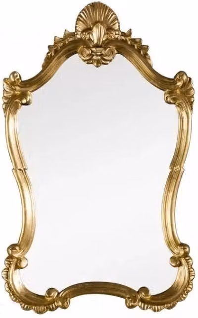 Specchiera in foglia oro sagomata misure: l.46x h. 73 x p. 5 - Mobili 2G