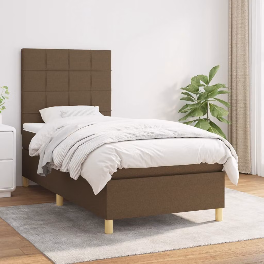 Maison Exclusive - Letto boxspring con materasso marrone scuro 90x190 cm tessuto