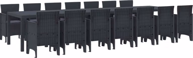 Maison Exclusive - Set da pranzo per esterno con cuscini, 15 pezzi, colore antracite, materiale: polipropilene