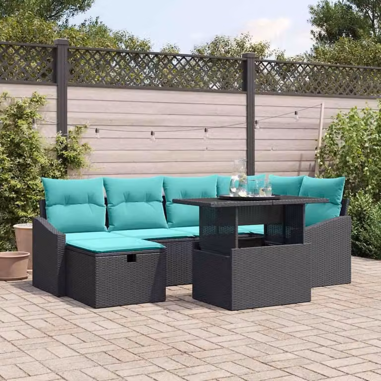 Maison Exclusive - Set da giardino composto da 7 pezzi, divano in rattan sintetico
