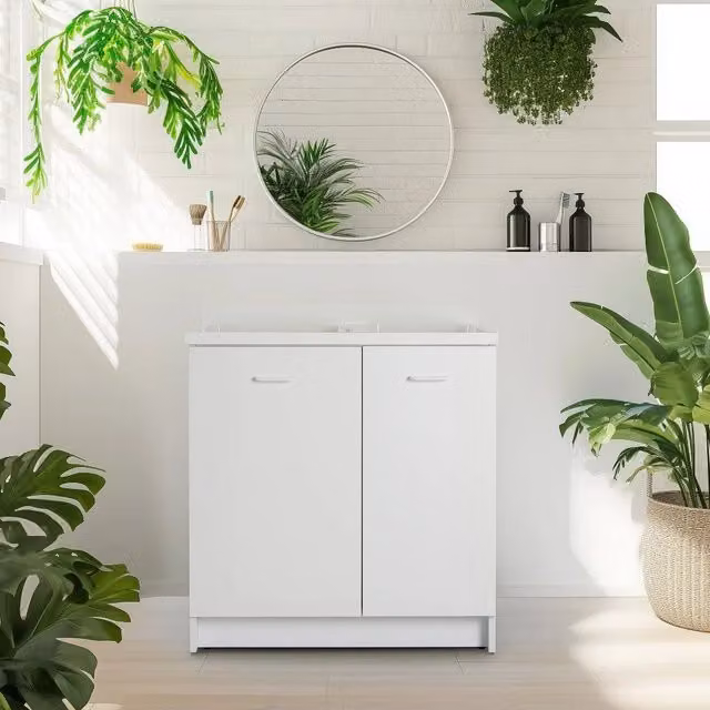 Mobile lavatoio 60x80 cm bianco con vasca in termoplastico e asse in termoplastico | Edilla