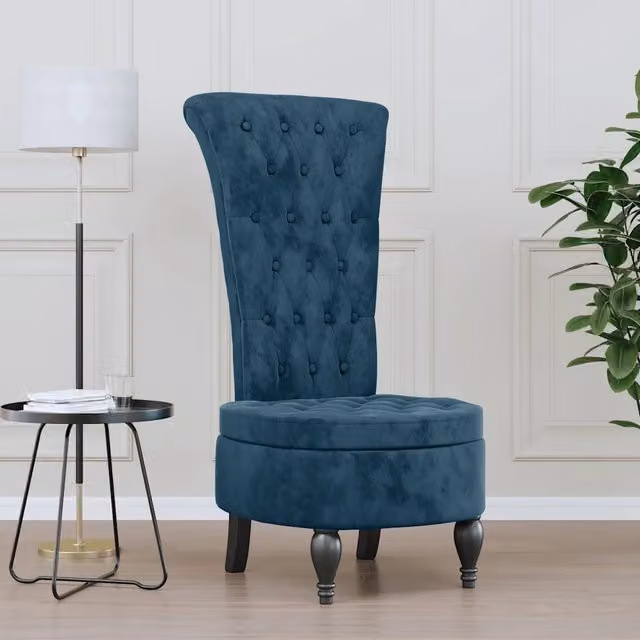 Sedia con Schienale Alto in Velluto Blu vidaXL L/P/H: 56 x 39 x 110 cm