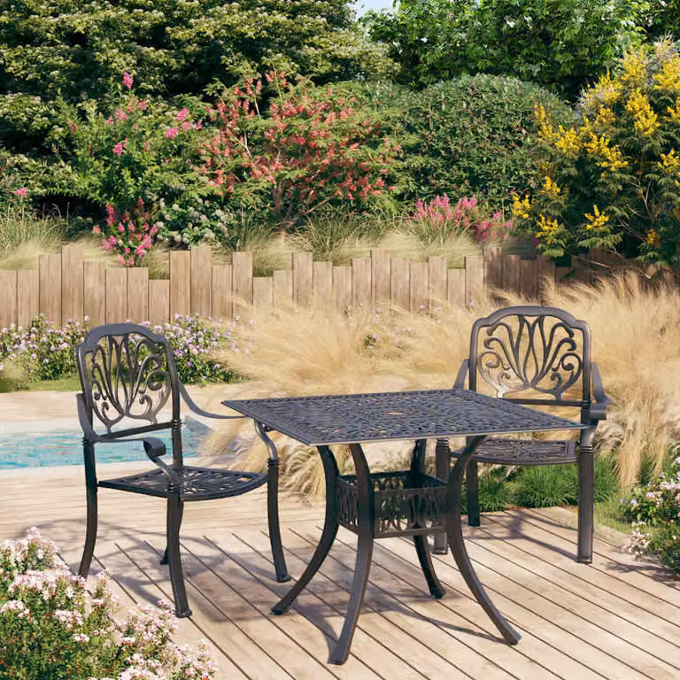 Set da Bistrot vidaXL in Alluminio Pressofuso Nero per Giardino