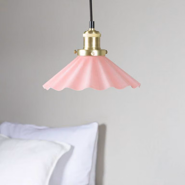PR Home Lampada a sospensione August, Ø 25 cm, rosa, spina August, Violetto / Fucsia / Rosa, Soggiorno / Sala da pranzo, Vetro, Lampada a sospensione