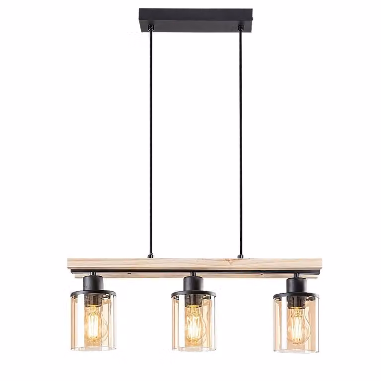 Rabalux 72083 Lampada a sospensione 3 punti Niylah, E27 legno, nero-arancio, rotonda, moderna, ø95mm
