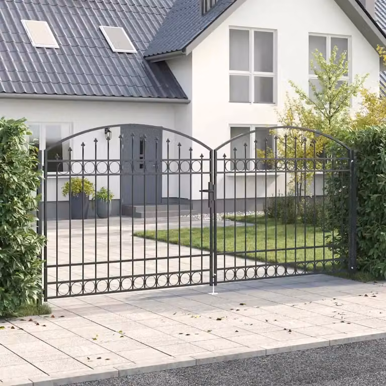 Cancello doppio per recinzione vidaXL ASSEN in acciaio antracite o grigio, L: 401 cm, H: 224,5 cm