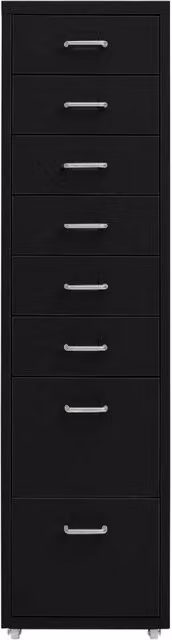 Schedario Mobile vidaXL in Metallo Nero Opaco con Ruote L/P/H: 28 x 41 x 109 cm