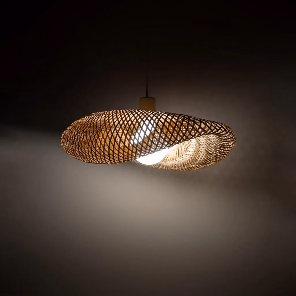 Lampada a sospensione in bambù e metallo HAVANA S Nowodvorski Lighting, colore bianco e legno, regolabile in altezza, attacco E27 – 2