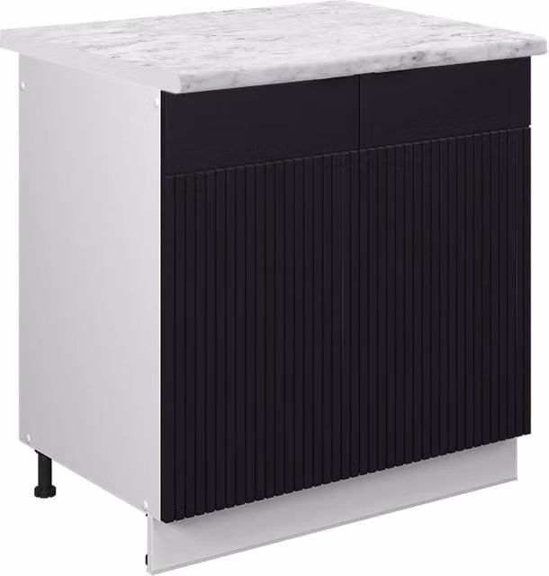 Mobile lavello cucina Fame-Line Nero rigato/Bianco 80 cm, PL Marmo Vicco