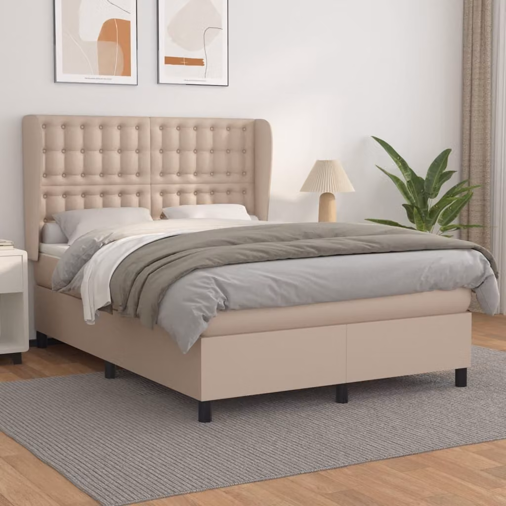 Maison Exclusive - Giroletto a Molle con Materasso Cappuccino 140x200cm Pelle finta