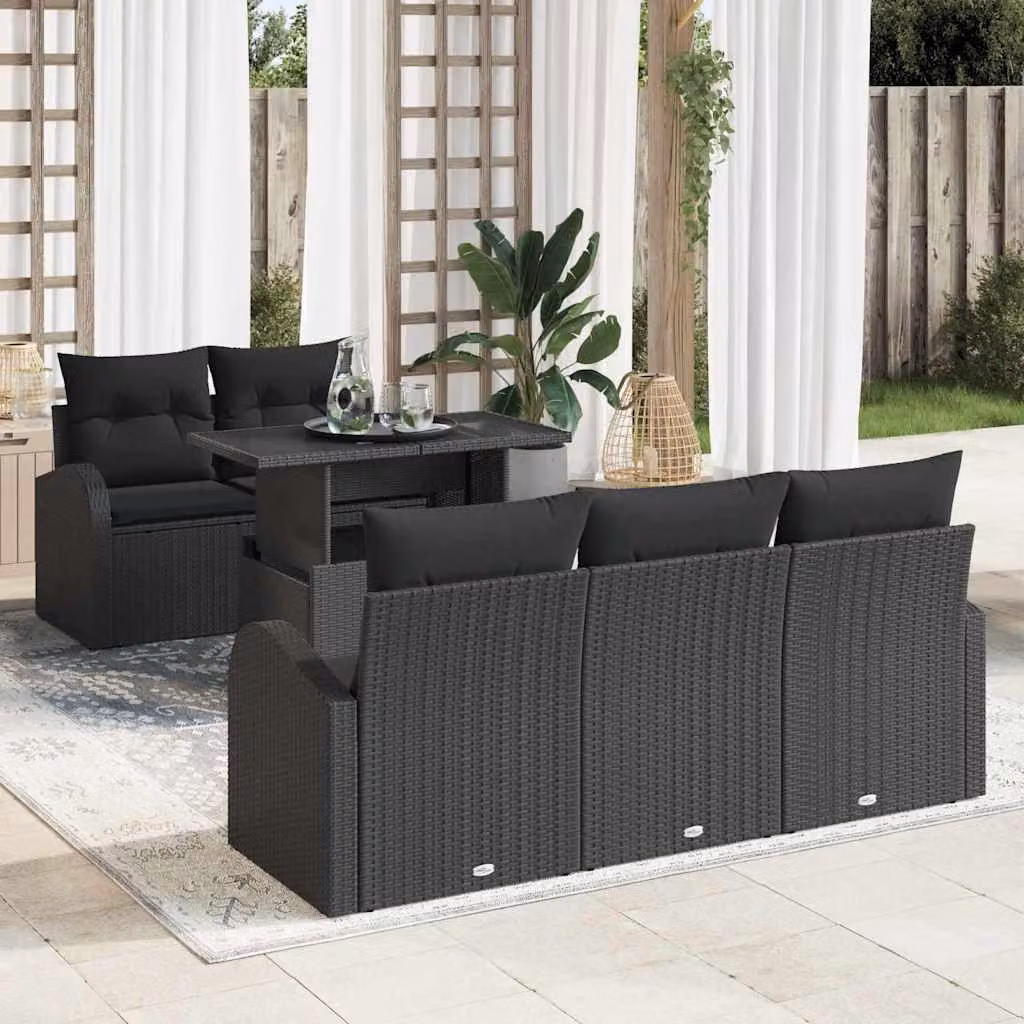 Maison Exclusive - Set Divano da Giardino con cuscino 6 pcs Nero polyrattan