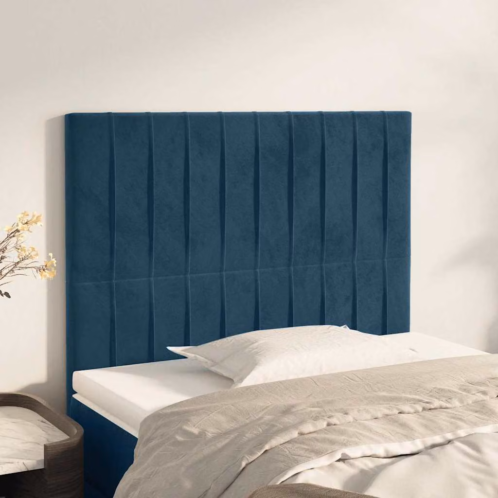 Testiera per letto vidaXL in velluto blu scuro, L: 100 cm, P: 5 cm, H: 118-128 cm