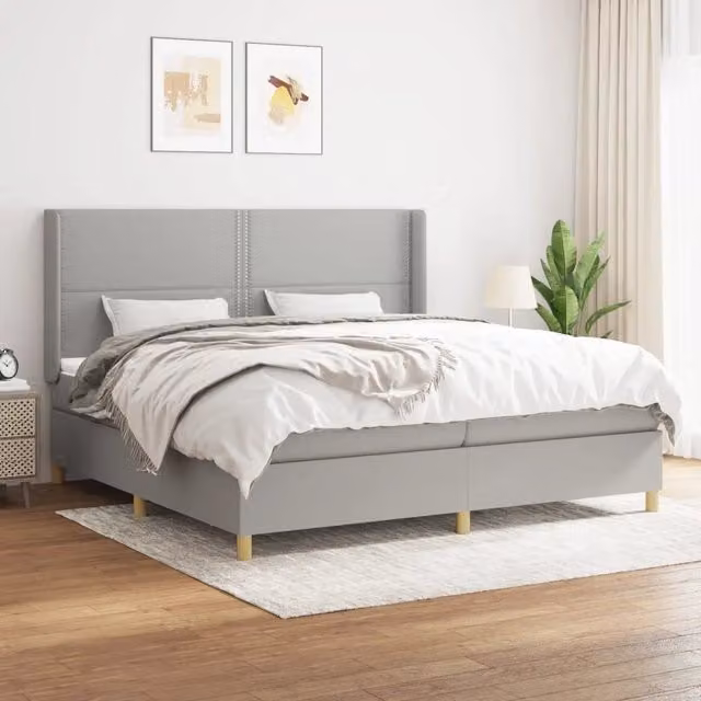 Letto Ibrido vidaXL con Giroletto a Molle e Materasso Grigio e Bianco L/P/H: 200 x 200 x 203 cm – 1