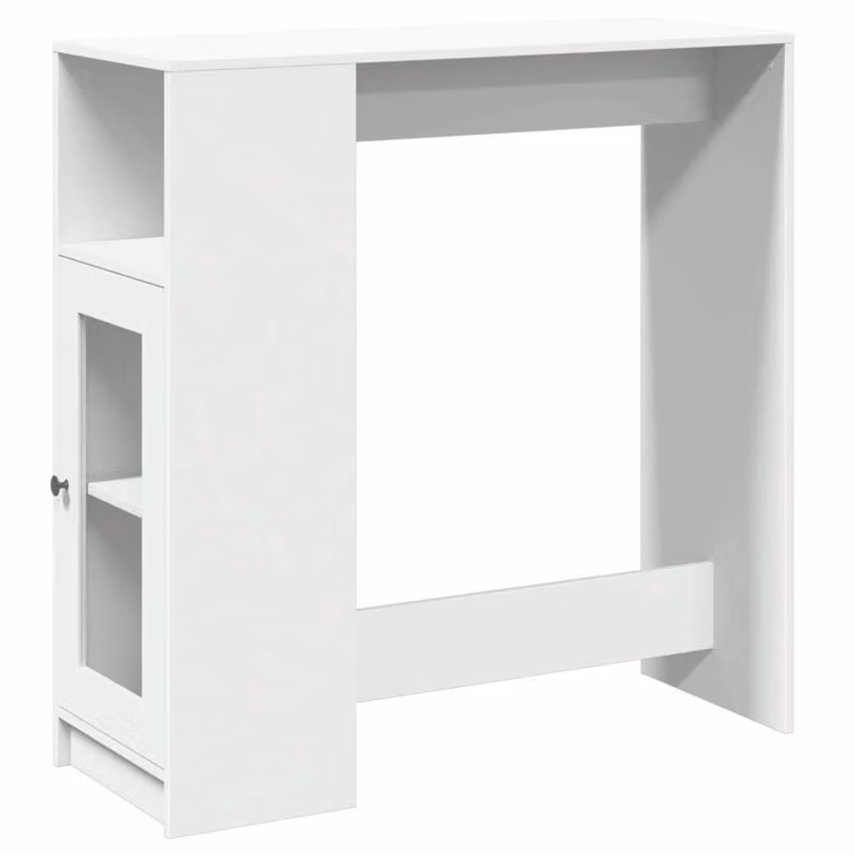 Tavolo Bar con Rastrelliera Bianco 101x40x103,5 cm Multistrato
