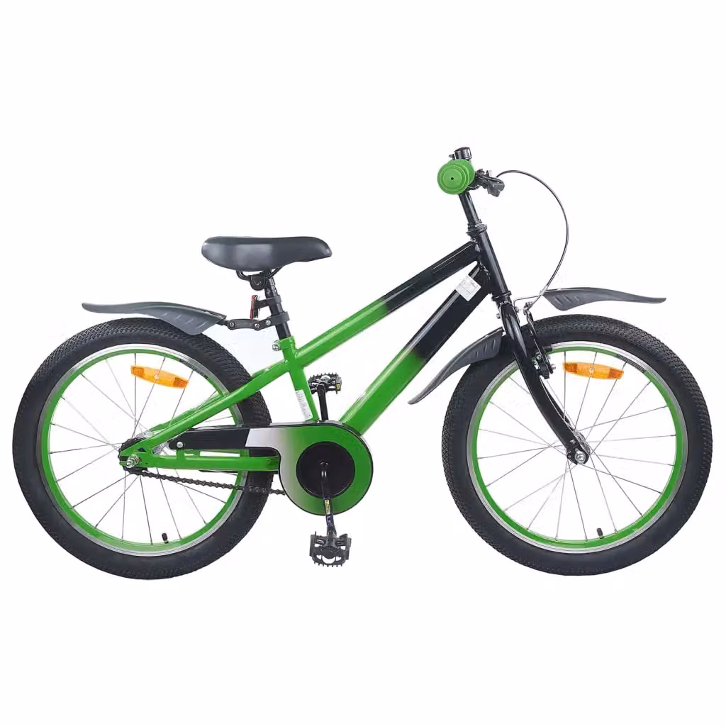 Bicicletta per bambini da 18 pollici con struttura in metallo e pneumatici in gomma, colore nero e verde – 2