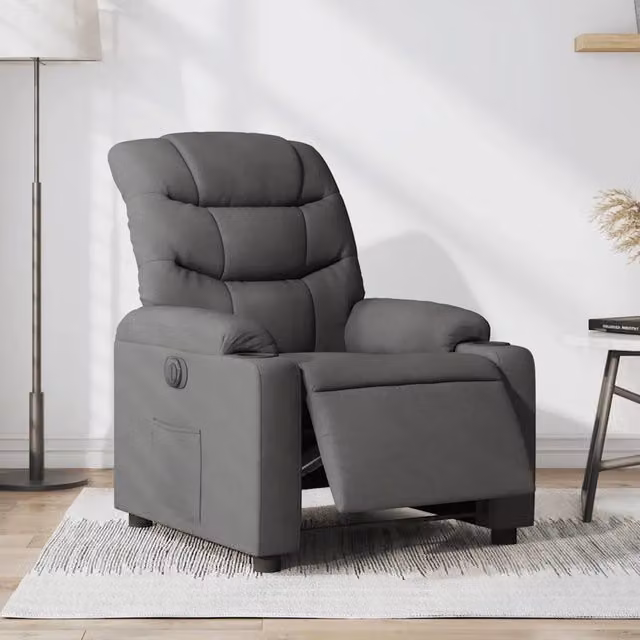 Poltrona Elettrica Reclinabile-Divano Sedia Grigio Scuro in Tessuto 879346