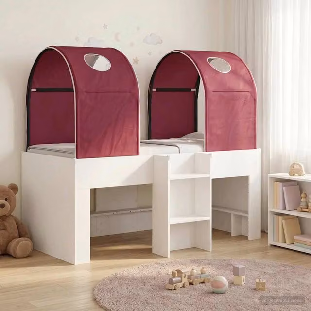 Letto con Tunnel 4 pz Bianco e Rosso Legno ingegnerizzato 3423489