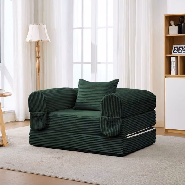 Set divano angolare modulare ¨C Minimal ¨C velluto grigio 3 posti imbottito senza struttura
