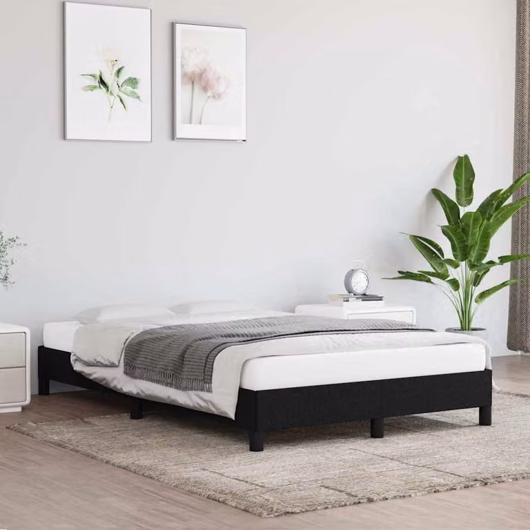 Giroletto vidaXL senza materasso in tessuto nero con doghe in legno L/P: 120 x 200 cm