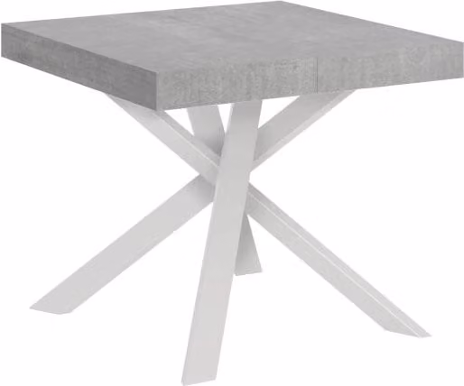 Tavolo Allungabile Clerk GIORDANOSHOP con Piano in Cemento Grigio e Gambe Bianche L/P/H: 90-194 x 90 x 76 cm