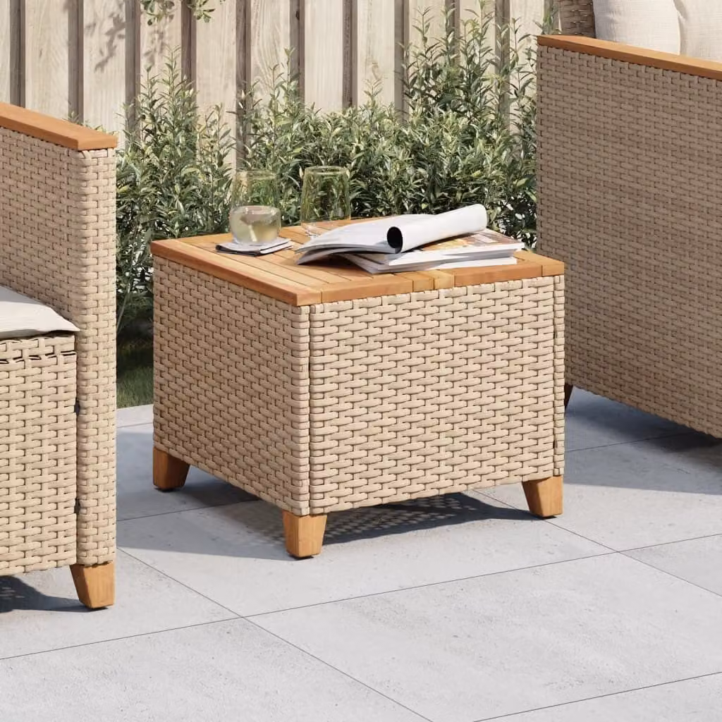 Maison Exclusive - Tavolo da giardino beige, 45x45x37 cm, in rattan sintetico e legno di acacia