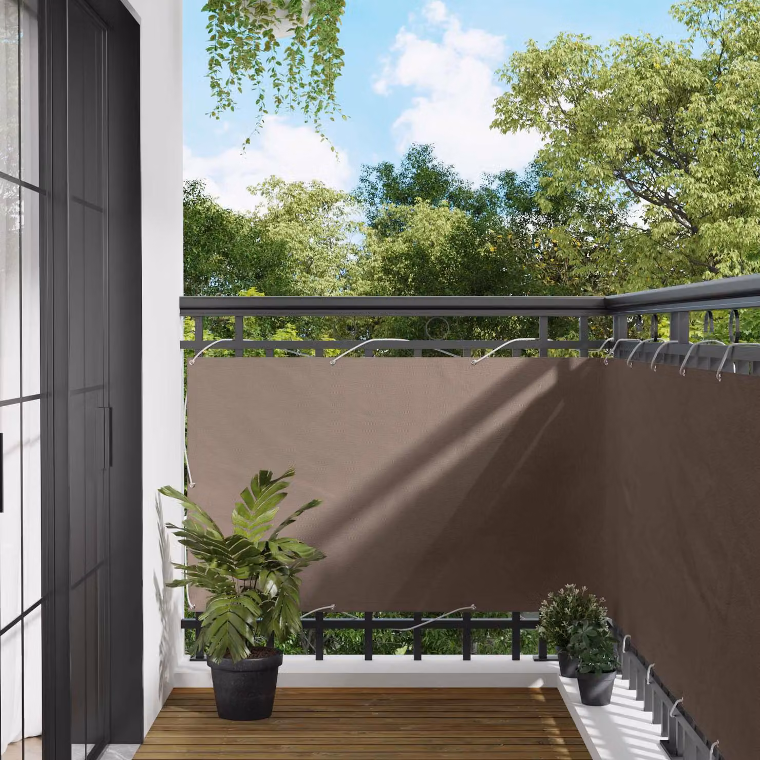 Schermo da balcone vidaXL in alluminio e poliestere Oxford rivestito in PU, L 90 cm x H 200 cm