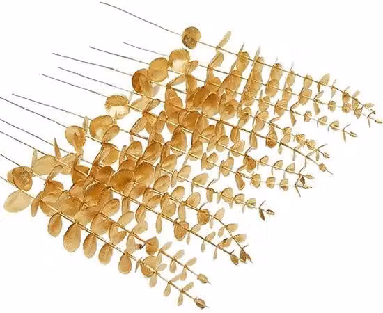 Bastoncini di eucalipto artificiali - Facili da curare - Set da 24 pezzi - Dorati - 38 cm