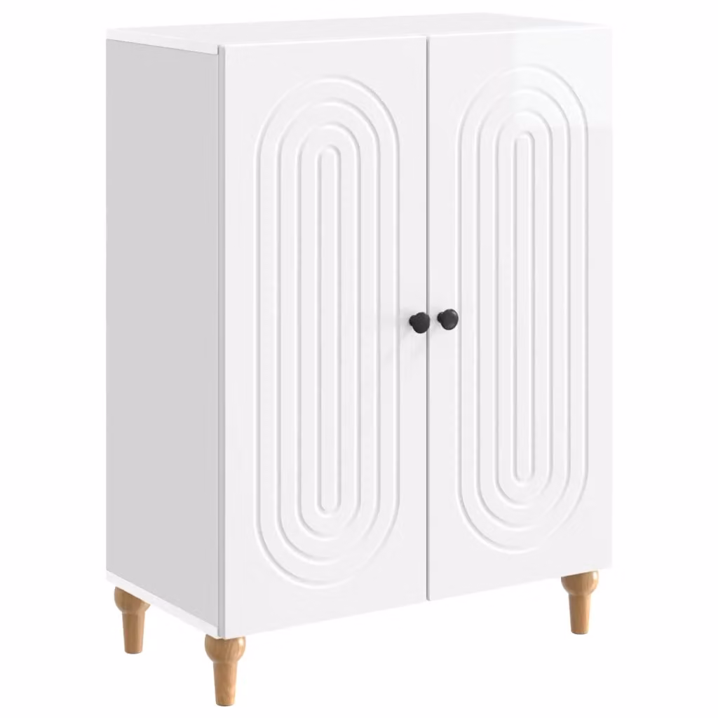 Credenza moderna vidaXL in bianco lucido con finitura a righe, L: 66 cm, P: 34,5 cm, H: 90 cm – 2