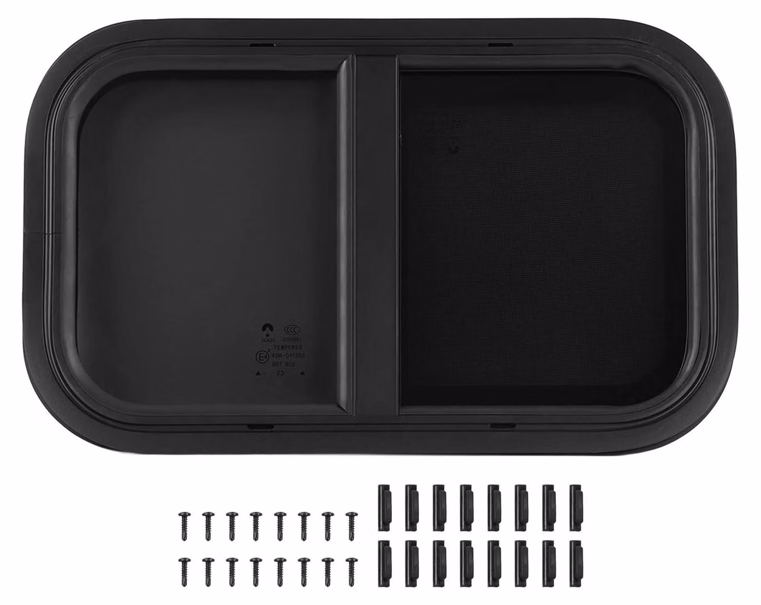 Finestrini laterali per camper con zanzariera, dimensioni 535x335 mm, in alluminio e vetro