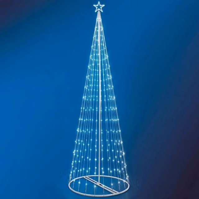 Albero di Natale Luminoso Trade Shop con 394 LED Bianco Freddo, Altezza: 300 cm, per Esterno e Interno