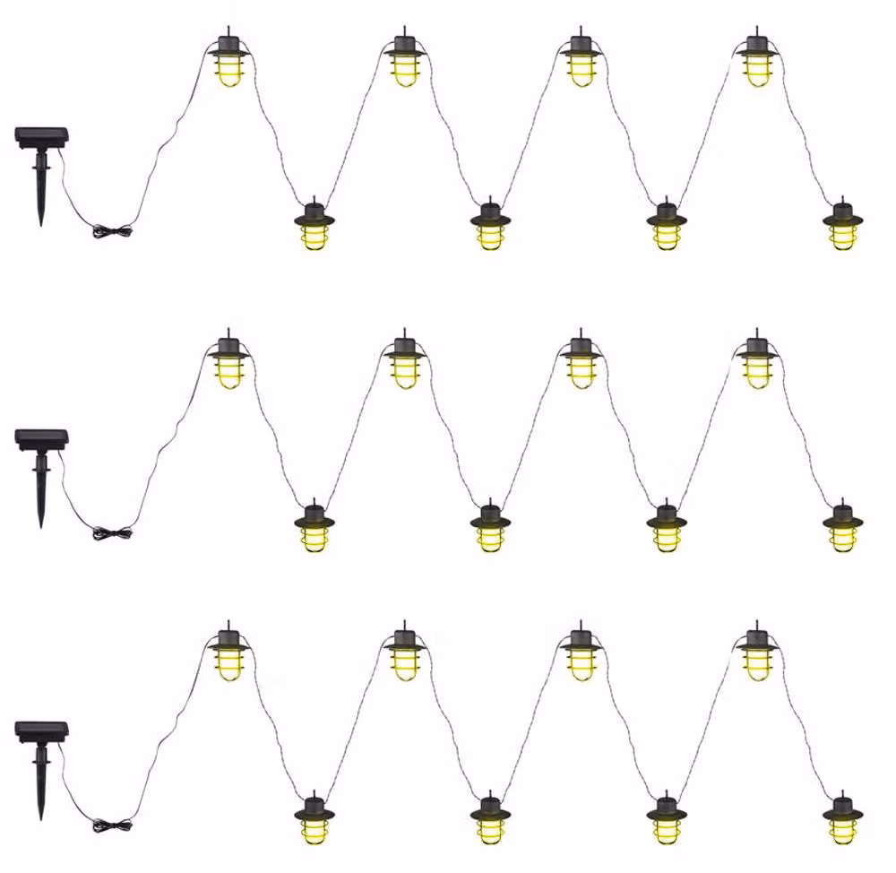 Ghirlanda luminosa a LED con alimentazione solare, 24 lanterne con effetto fiamma, lunghezza 200 cm