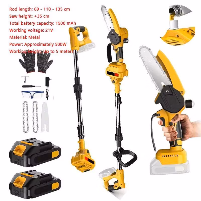 Troncatrice a batteria 2-in-1 e mini motosega - Telescopio estendibile fino a 3 metri - Motore brushless da 800W - Lame da 20 cm - Con batteria - Modello B