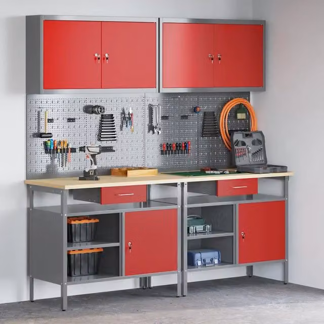 Set banco da lavoro 8 pz Rosso e Grigio 3321495
