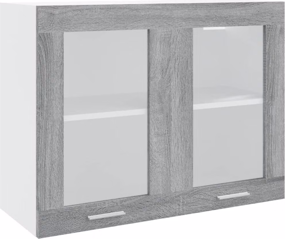 Pensile “Lyon” Grigio Sonoma 80x31x60 cm Vetro e