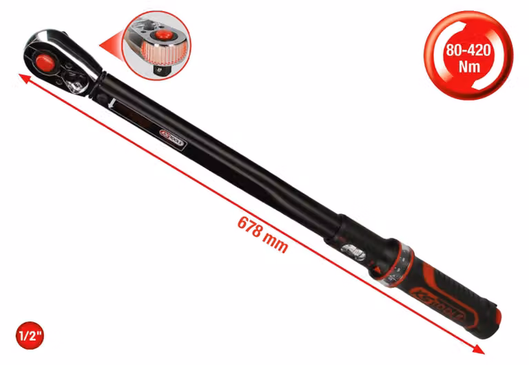 KS TOOLS 1/2" ERGOTORQUEChiave dinamometrica di precisione a cricchetto 80 - 420 Nm - 516.1582