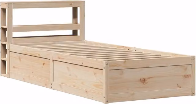 Letto singolo | Letto per adulti | Giroletto con Testiera 90x190 cm in Legno Massello di Pino