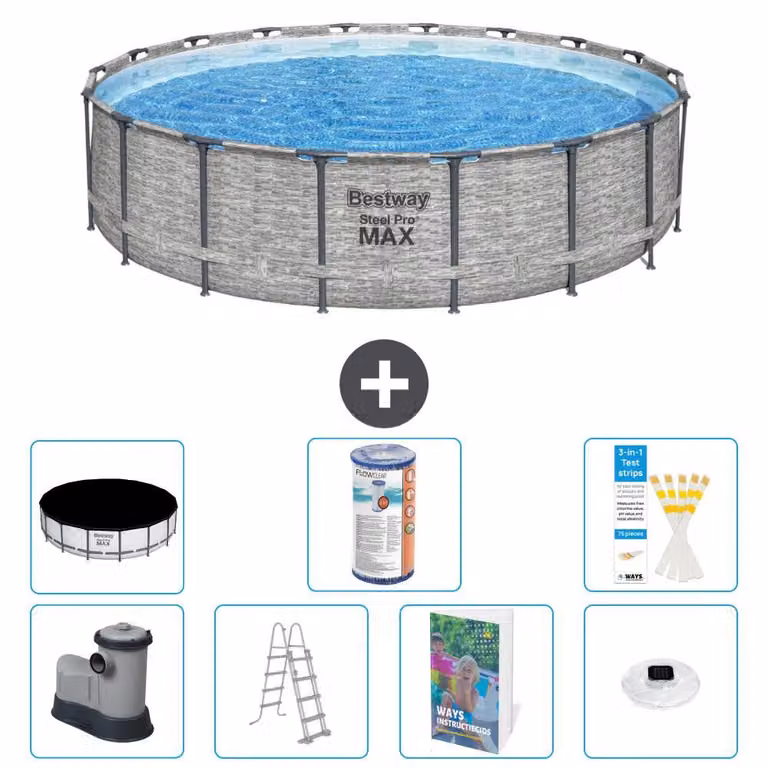 Bestway Steel Pro MAX, piscina in acciaio, forma rotonda - 549x122 cm - 6 pezzi, modello S622